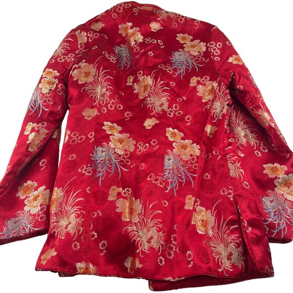 Newport News Easy Style Chinese-Inspired Red Floral Jacket Size 12 - Picture 4 of 4